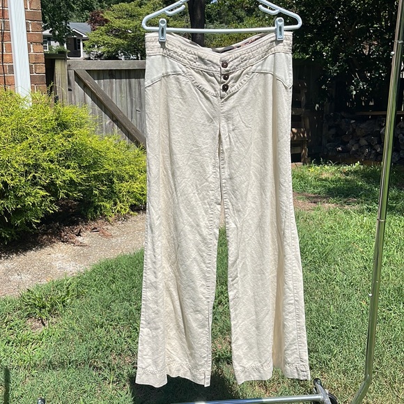 Free People wide leg linen pants - size 10 - Picture 2 of 7